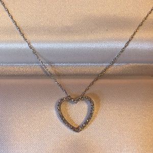 Diamond Heart Pendant with White Gold Chain